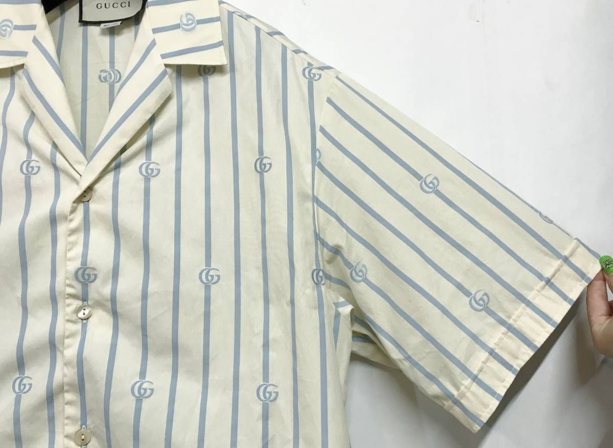 レビュー高評価アイテム特集｜ファッション通販 GUCCI｜グッチ ダブルG ストライプ コットン ボウリングシャツ トップス