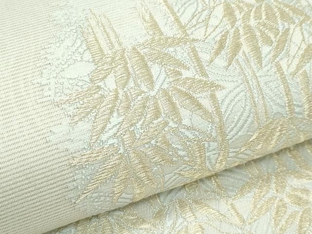 笹の葉模様　細やかな輝き　正絹六通高級袋帯 平和屋着物□極上 夏物 松尾光琳 六通柄袋帯 笹竹文 金糸 健勝苑