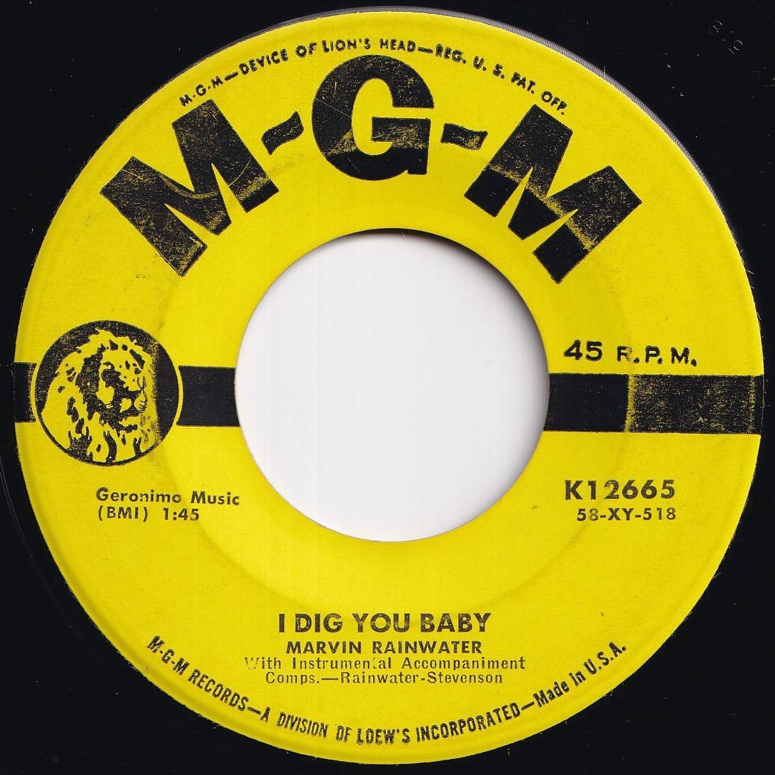 Marvin Rainwater I Dig You Baby / Moanin' The Blues MGM US