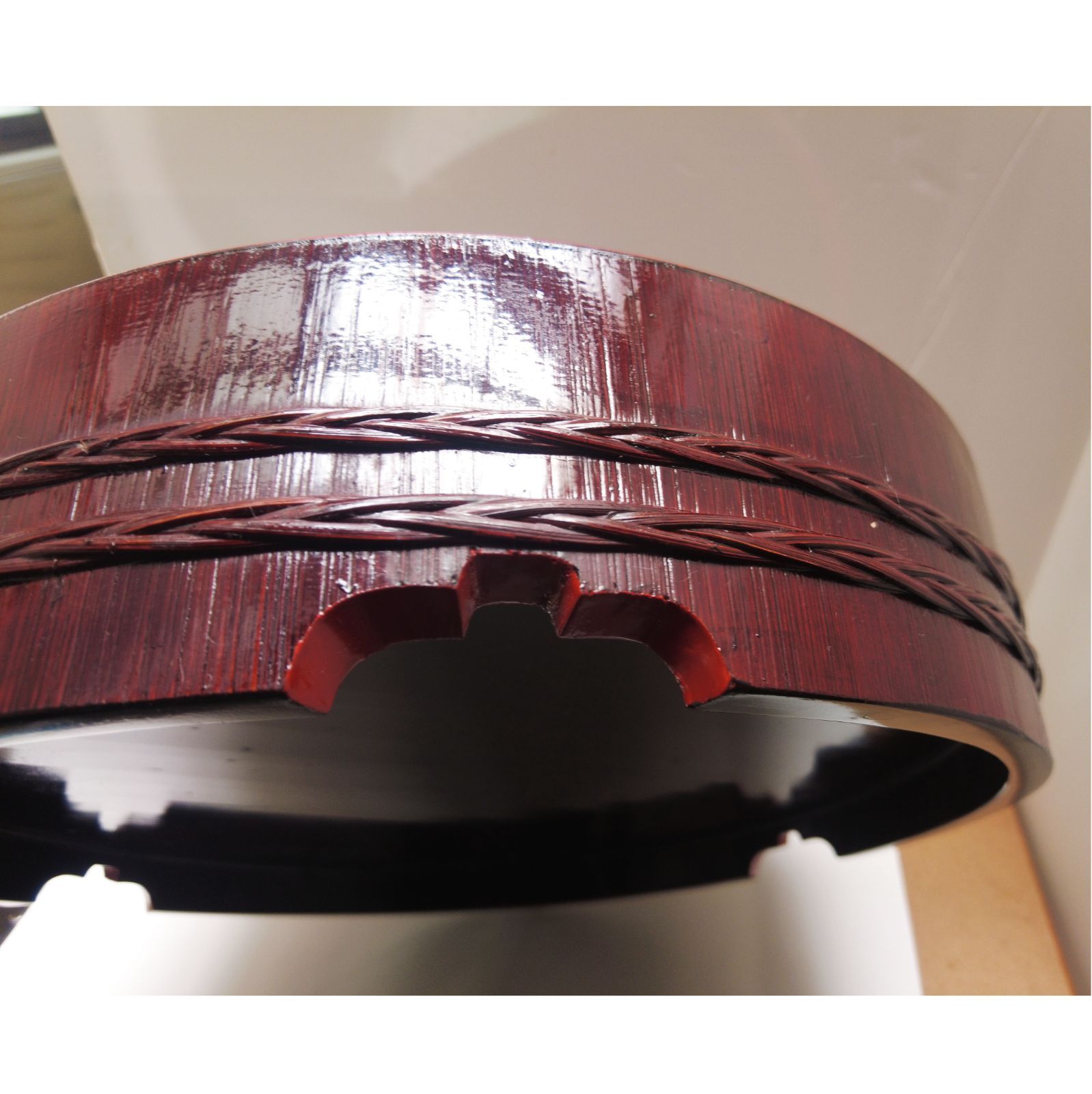 木製漆塗り 籐タガ