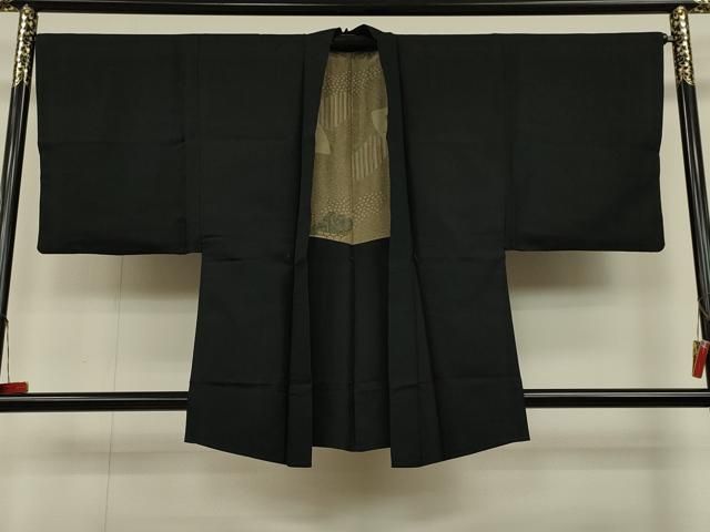 平和屋着物＃男性 羽織 濡羽色 黒地 正絹 CAAT5744id