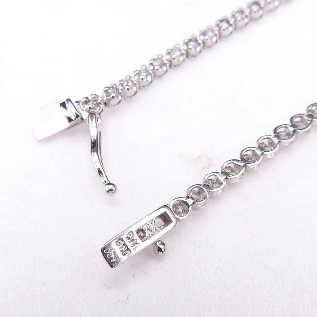 K18WG ホワトゴールド ダイヤモンドD1.00ct テニスブレスレット 