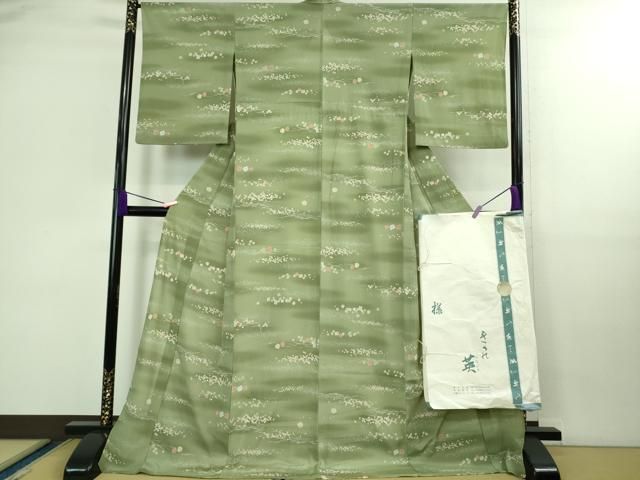 平和屋着物 上 夏物 洗える最 着物 英 はなぶさ謹製 小紋 絽縮緬 箔散らし ロング丈 たとう紙付き DZAB0187kh5