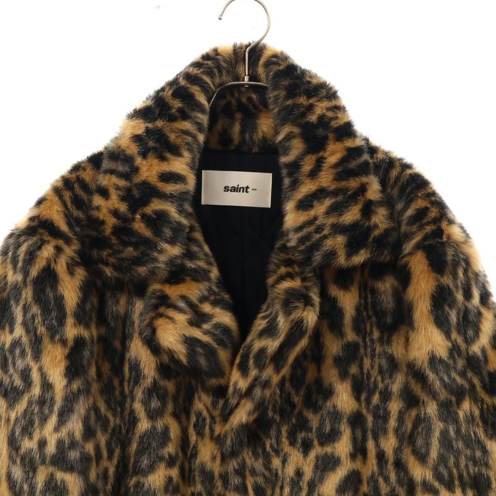 SAINT MICHAEL セントマイケル 24AW FUR COAT レオパード ファー ロングコート ブラウン SM-YS1-0000-065 SAINT MICHAEL (セントマイケル) 24AW FUR COAT レオパード ファー