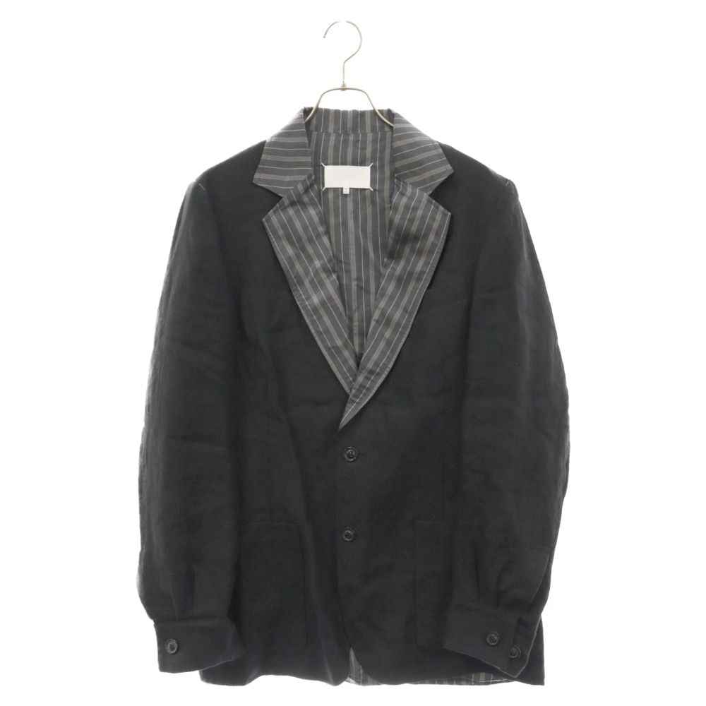 Maison Margiela (メゾンマルジェラ) 21SS Black Linen Stripe Collar Blazer テーラード リネンジャケット ストライプ S30BN0504 ブラック - 全て無料