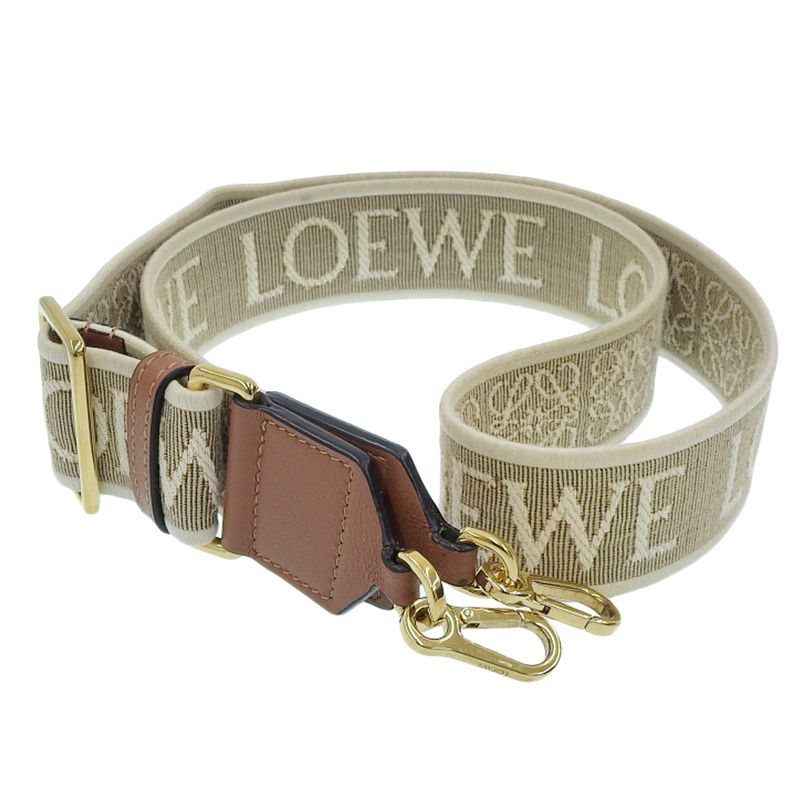 ロエベ LOEWE ショルダーストラップ アナグラム ジャカード レザー ナチュラル タン C073T87X01 新入荷 OBB0633