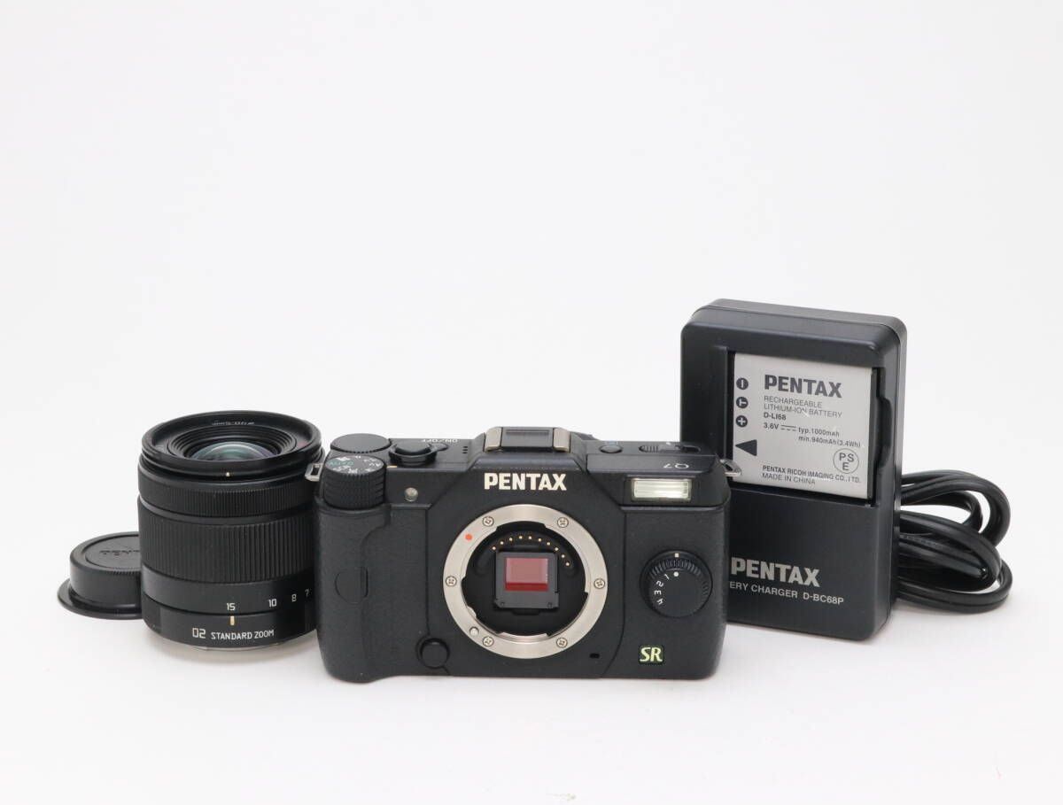 B 並品 PENTAX ペンタックス Q7 02 STANDARD ZOOM ズームレンズキット ブラック シャッター回数2900 初期不良返品対応 110-104