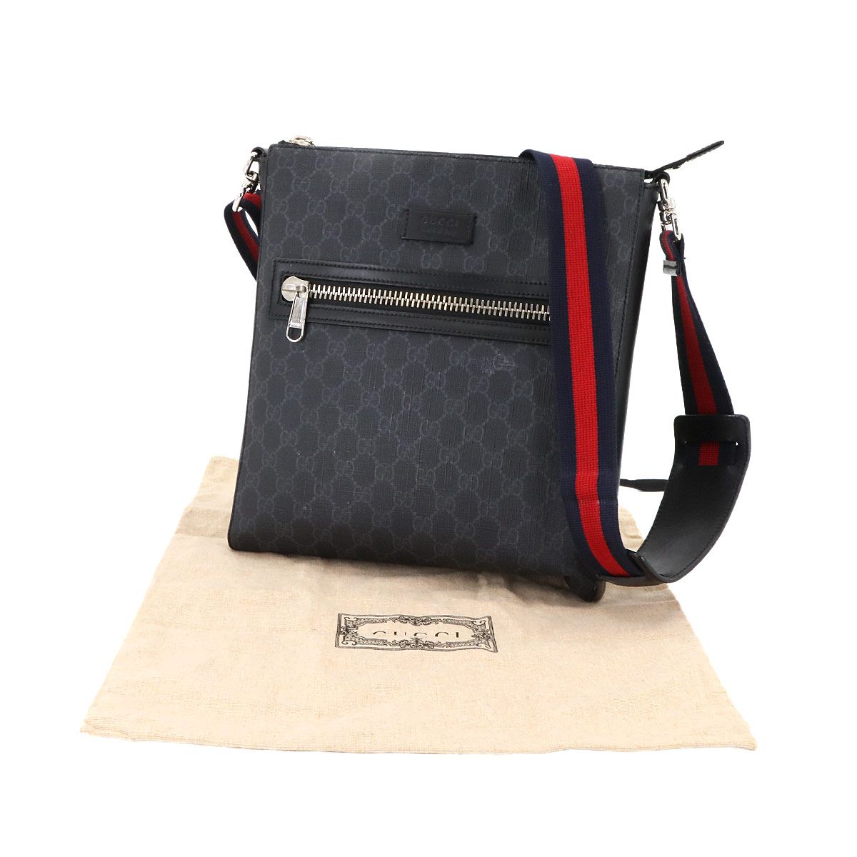 グッチ GUCCI GGスプリーム メッセンジャー ショルダー バッグ ブラック グレー 474137 GG Supreme Messenger Bag 90292585