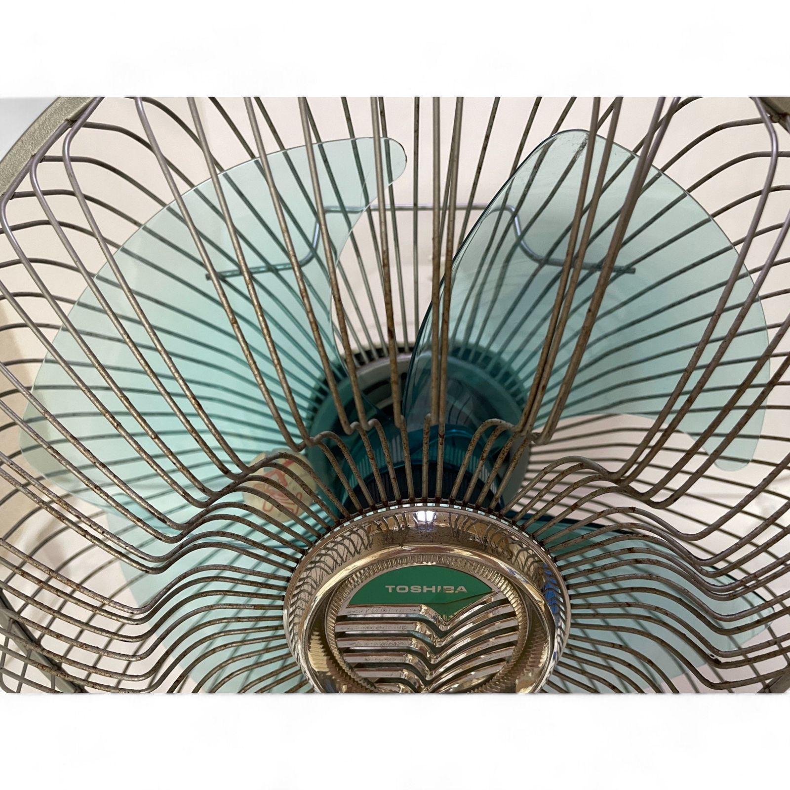 □ 東芝 TOSHIBA レトロ扇風機 扇風機 f-123g 水色 4枚羽根 2300-226