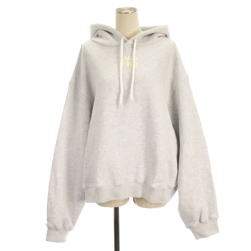 アレキサンダーワン ALEXANDER WANG ESSENTIAL TERRY HOODIE ロゴ スウェットパーカー プルオーバー 4CC3242101 ライトグレー XL