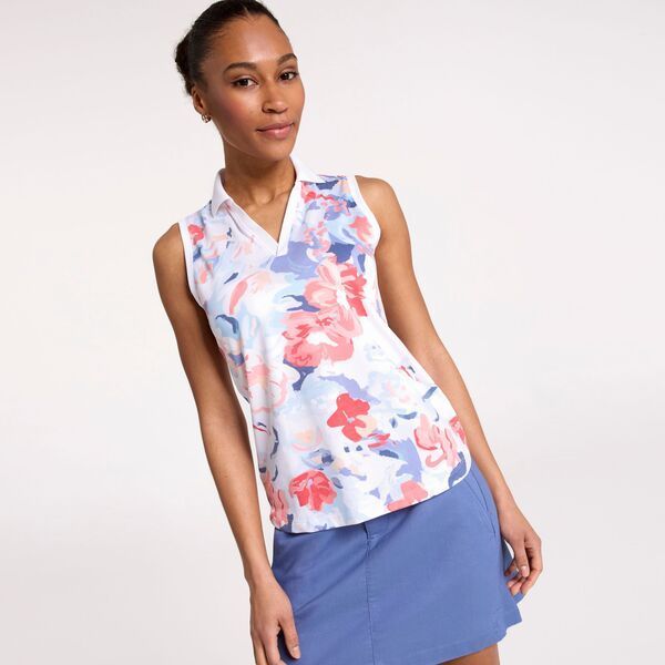 送料無料 ウォルターヘーゲン レディース ポロシャツ トップス Walter Hagen Women s Performance 11 Sleeveless Johnny Polo White Gouache Floral