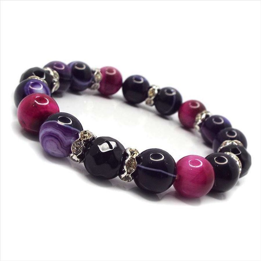 雪様ダルメシアンジャスパーとオニキス◇ストーンブレスレット