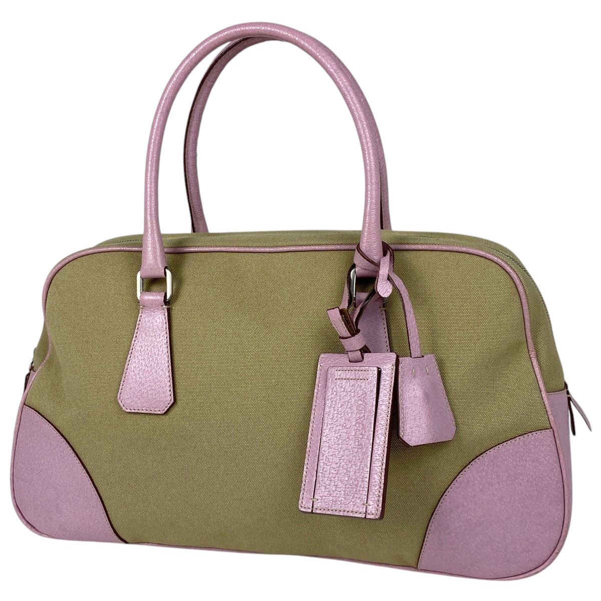 PRADA ピンク キャンバス ハンドバッグ