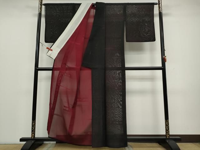 平和屋着物＊夏物 小紋 紗 枝花文 銀糸 正絹 逸品 AABA6515jd