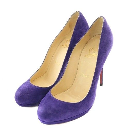 クリスチャンルブタン Christian louboutin パンプス スエード ハイヒール 36 23cm 紫 パープル ラウンドトゥ プラットフォーム GY19