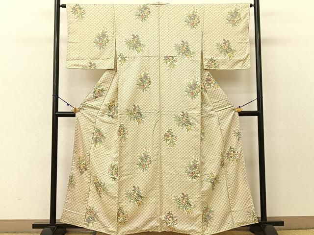 平和屋着物□上質な小紋 総絞り 萩 正絹 逸品 未使用 BAAU3807hj