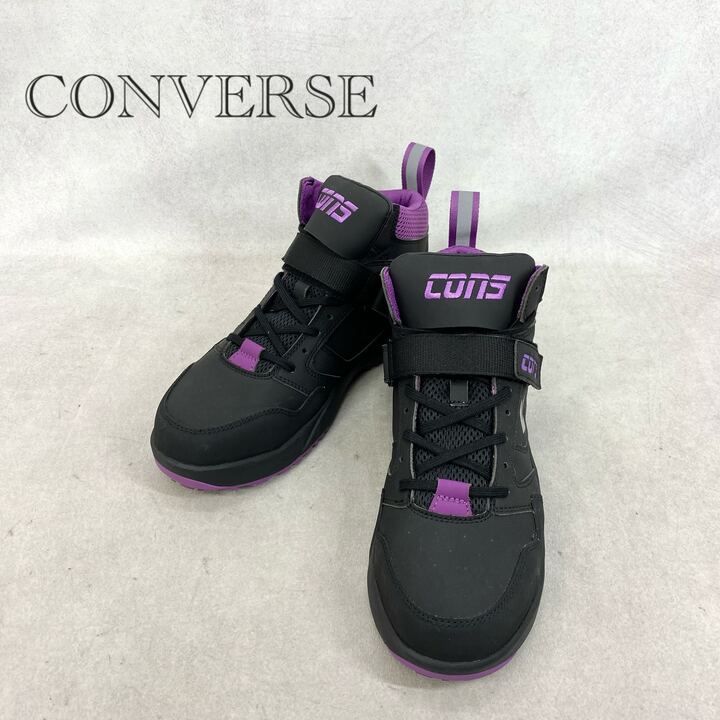 Converse コンバース RUN NSLAM PS 33701640 ハイカットスニーカー 安全靴 26cm 黒×紫 メンズ ファッション