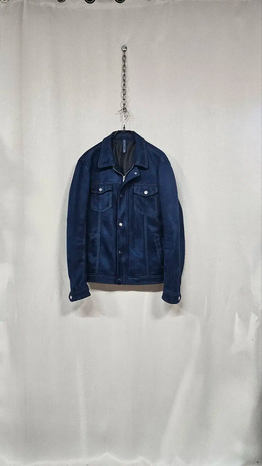 【雷市場（ポンジャン）商品韓国直送】 ZARA(ザラ) スエード ジップアップジャケット (ディープブルー)