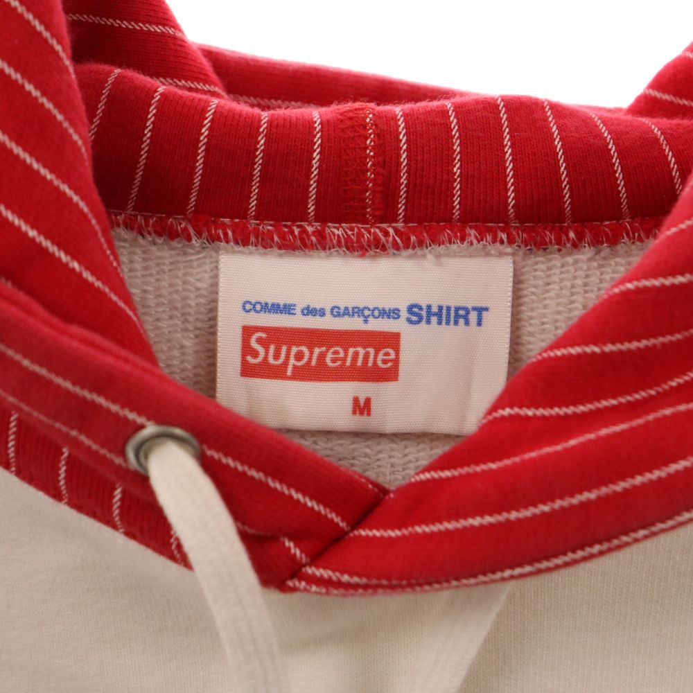 SUPREME (シュプリーム) 14SS ×COMME des GARCONS SHIRT Box Logo Hoodie コムデギャルソン  ボックスロゴ プルオーバー フーディ スウェット パーカー ホワイト/レッド - メルカリ