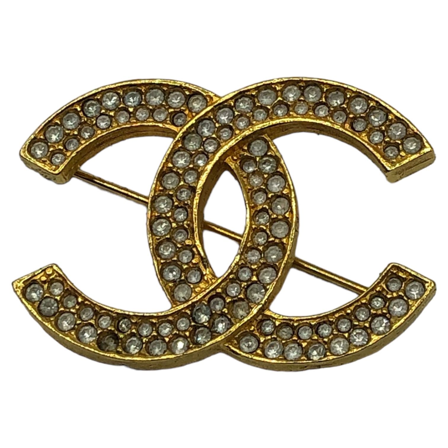 CHANEL(シャネル) Coco mark rhinestone brooch ココマーク ラインストーン ブローチ ゴールド 刻印174  ヴィンテージ ジュエリー - メルカリ