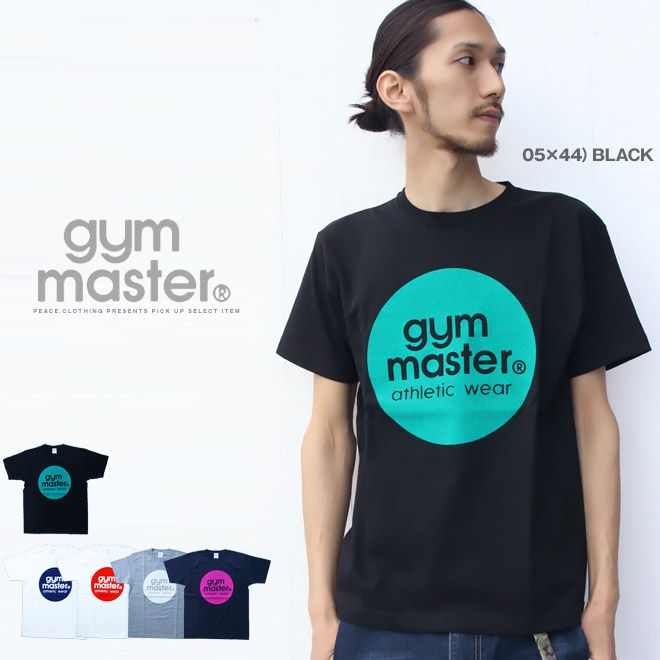 【gym master】サークルロゴ  吸汗速乾ボディ ロゴTee コットン クルーネック ジムマスター Tシャツ メンズ 半袖 01×18）ホワイト×オレンジ M