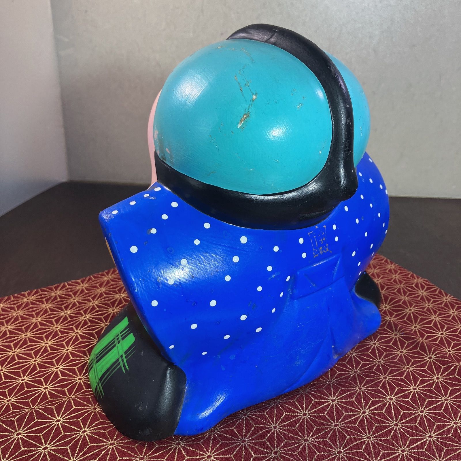福助 置物 貯金箱 縁起物 陶器 骨董品 アンティーク レトロ よーいドン