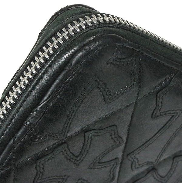 クロムハーツ　REC F ジップ #2 セメタリーキルテッド クロス ウォレット　★希少デストロイレザー CHROME HEARTS◇REC-F ZIP⁄キルティッドセメタリークロスパッチ⁄長財布