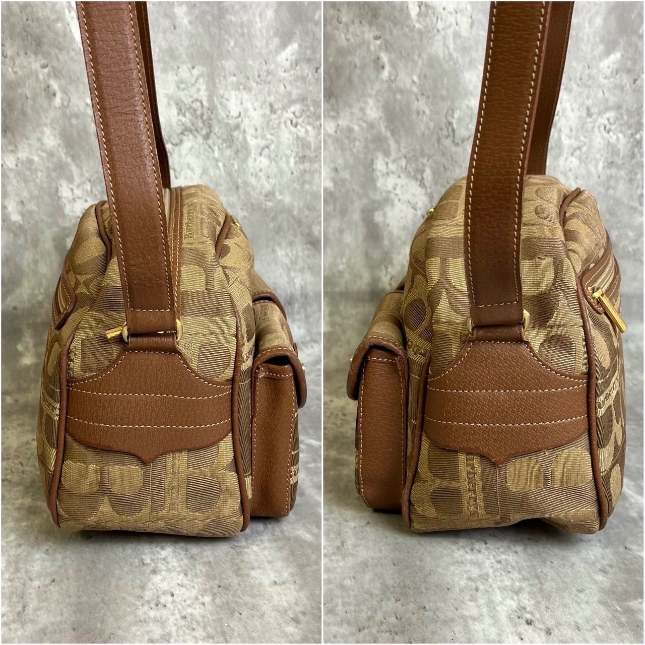 ✨極美品✨ burberry バーバリーショルダーバッグ トートバッグ 総柄 マルチポケット ロゴプレート ゴールド金具 キャンバス レザー 肩掛け  斜め掛け ベージュ 肌色 ブラウン 茶色 - メルカリ