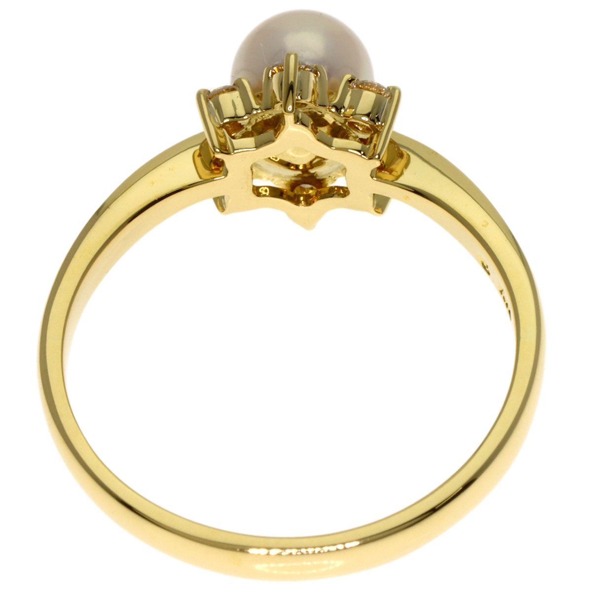 最高品質を待つ！ MIKIMOTO ミキモト パール 真珠 ダイヤモンド リング 指輪 K18YG レディース