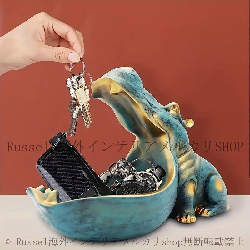 カバの小物入れ キー収納 鍵 デスク収納 置物 オブジェ 動物 アニマル