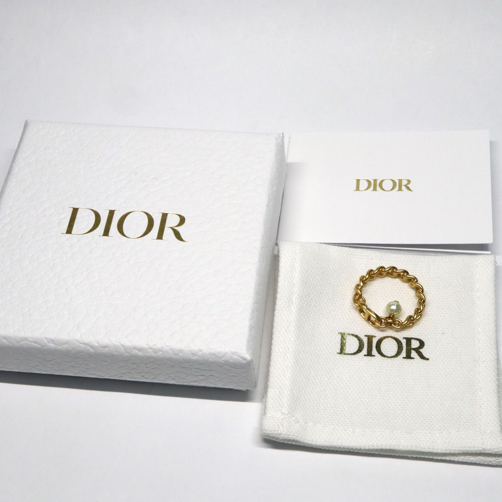 ディオール モンテーニュ リング CDロゴ チェーン レジンパール　Mサイズ 名古屋】【DIOR】ディオール 30 モンテーニュ リング CDロゴ チェーン