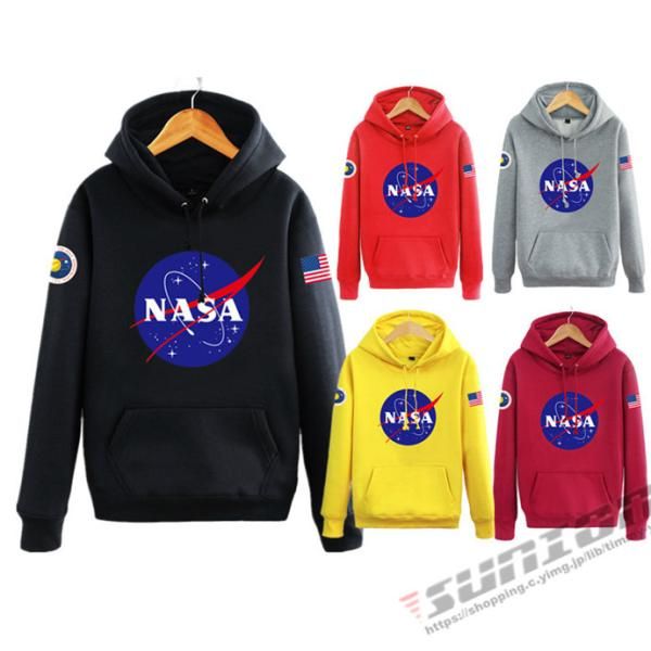 バイクウエア パーカー NASA ジャージ  メンズ フード付き 長袖 ロゴ プリント トップス ロゴT おしゃれ 2203bklshirt07*カラー番号-2