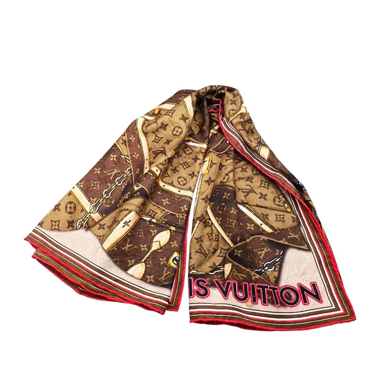 Louis Vuitton シルクスカーフ ピンク・ブラウン ルイヴィトン LOUIS