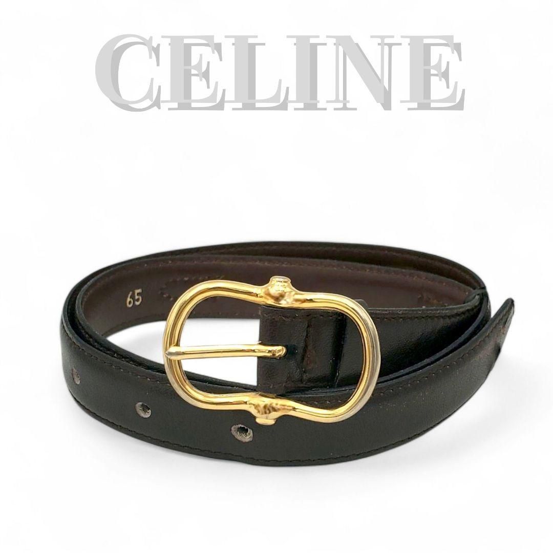 CELINE セリーヌ ベルト レザー イタリア製 ヴィンテージ 65 オールド 茶