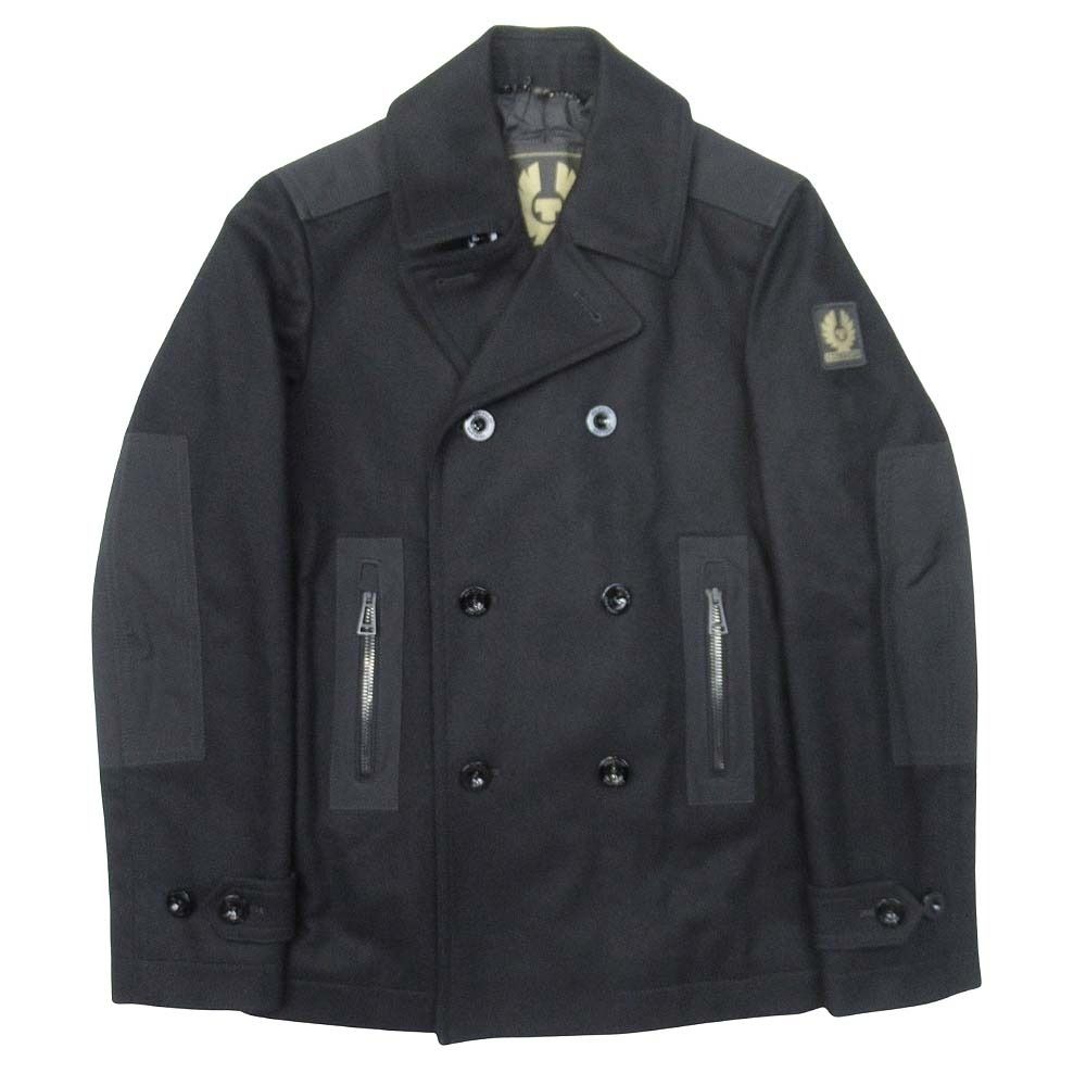 BELSTAFF ベルスタッフ Astern Peacoat 中綿 ショート ピーコート メルトン ジャケット ブルゾン 34 黒 ブラック メンズ 古着