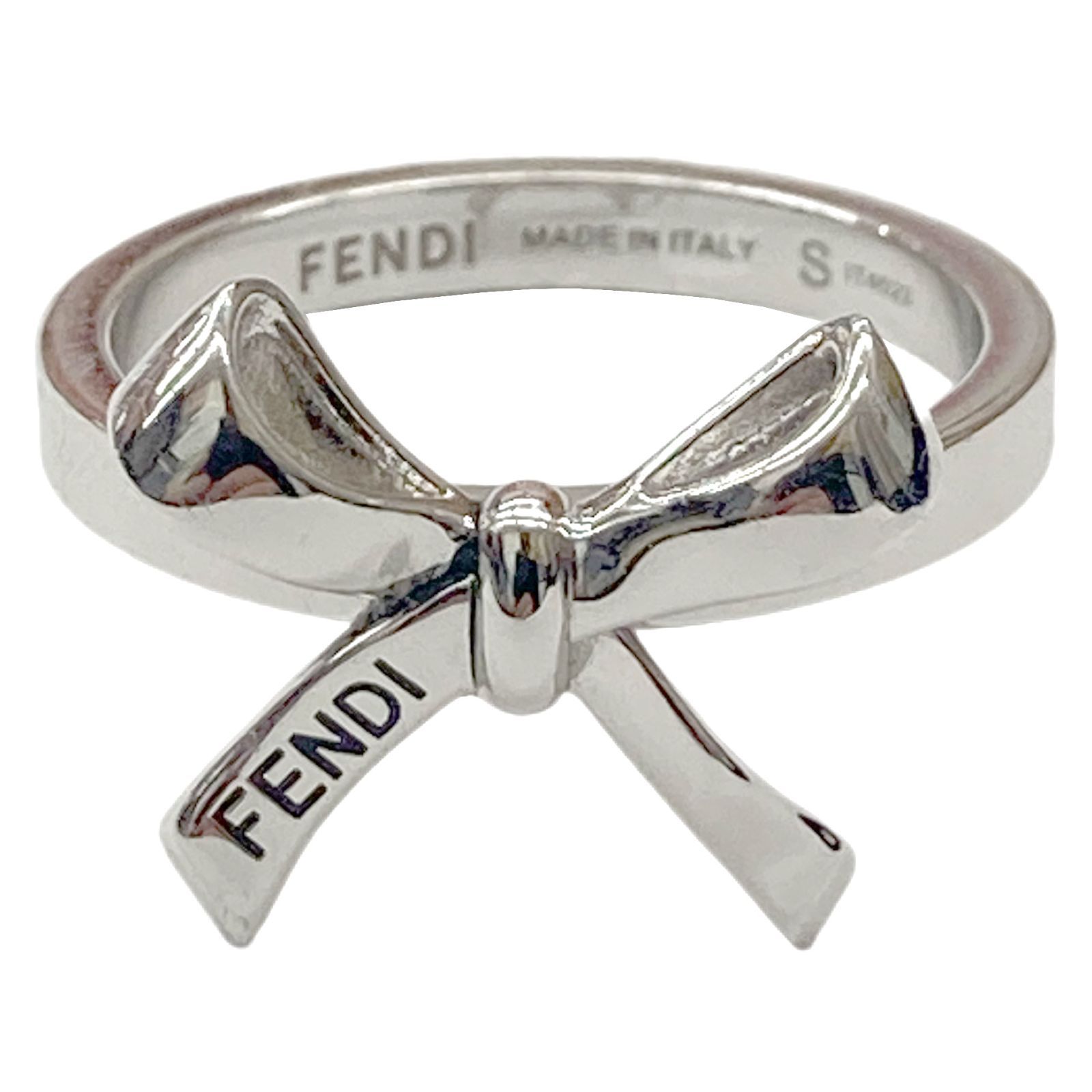 FENDI フェンディ リボンリング シルバーカラー Sサイズ 11号 真鍮