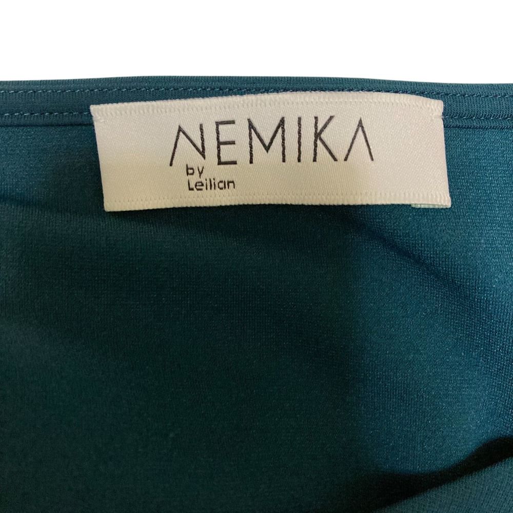 良品 NEMIKA by Leilian ネミカバイレリアン 七分袖 キーネック ブラウス プルオーバー 11号 グリーン系 レディース 古着 中古 良品 NEMIKA by Leilian ネミカバイレリアン 七分袖 キーネック
