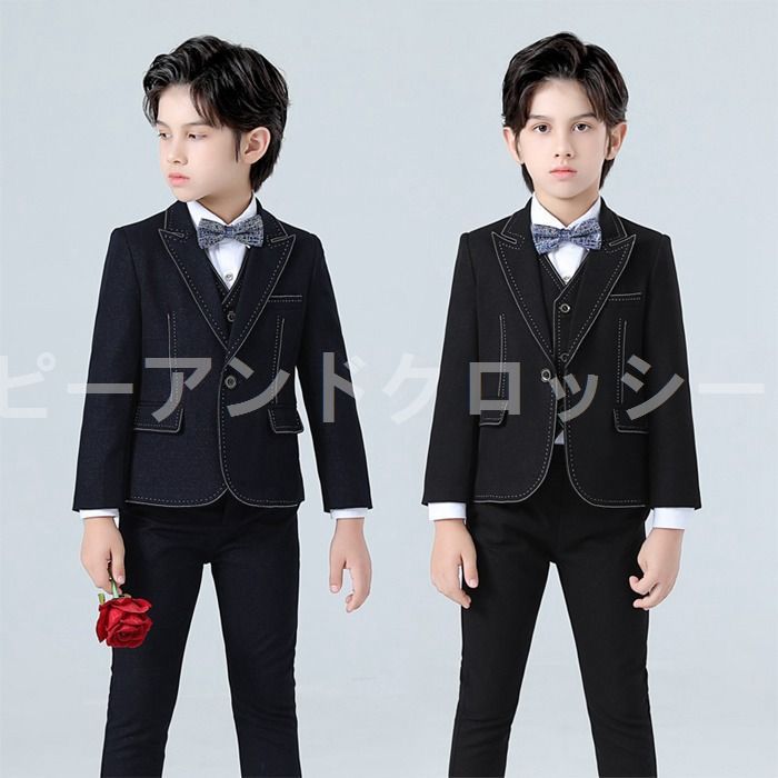 フォーマルスーツ 男の子 スーツセット おしゃれ 純色 4点セット 卒業式キッズ 子供服 結婚式 入学式 発表会 卒園式 入園式 nee4j674535