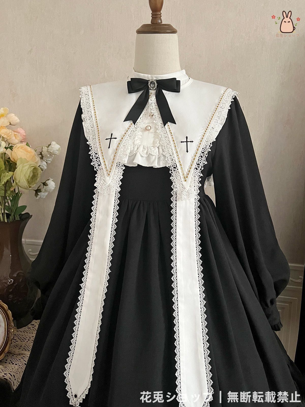 メイドカフェ用のロリータコスプレ ゴスロリ風ワンピース