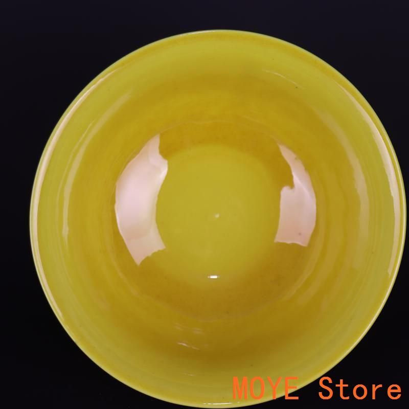 清乾隆帝黄釉浮彫り竜紋碗 景徳鎮 陶磁器 装飾品 工芸品 美術品