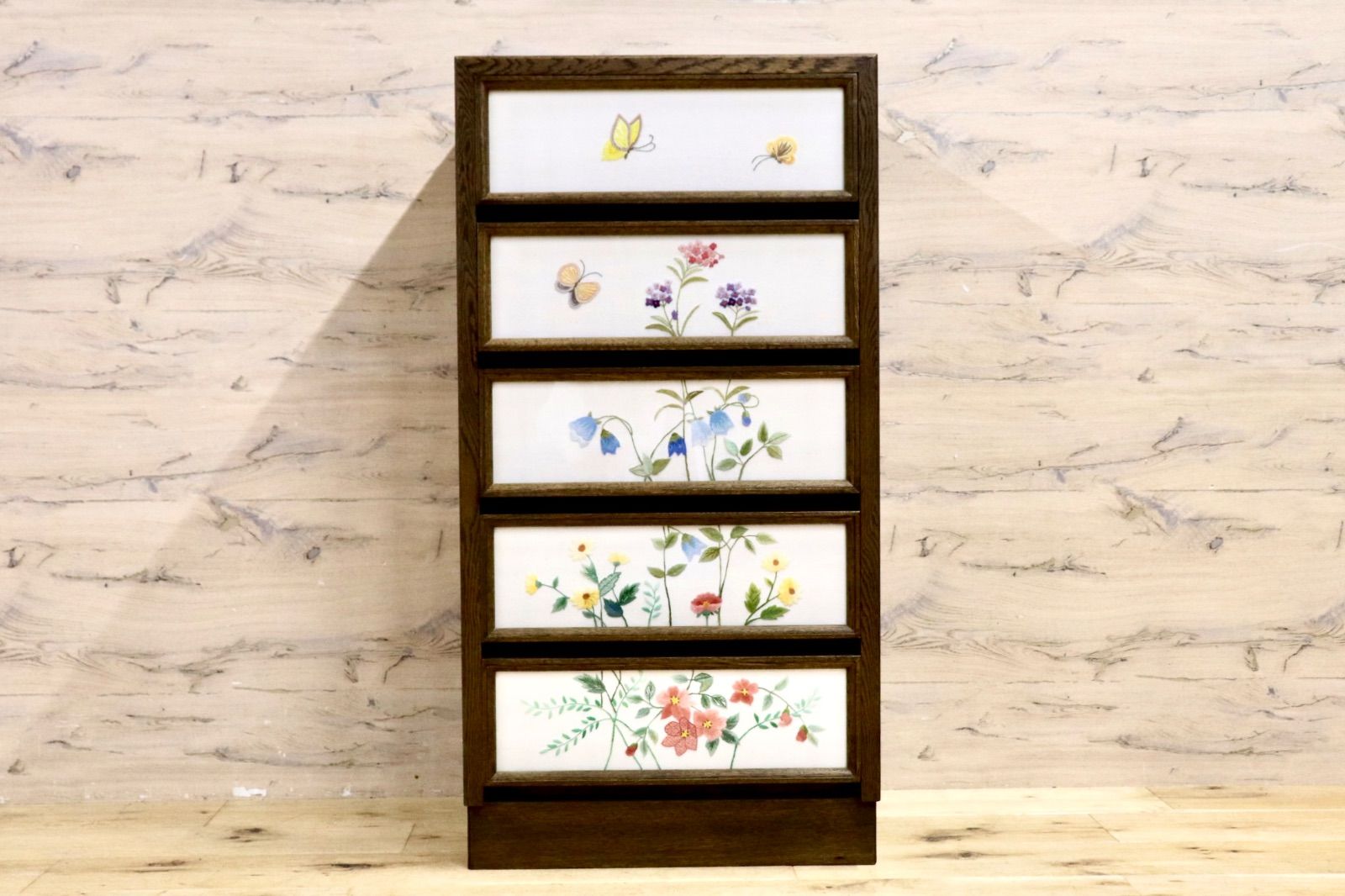 ぼんぼん　神戸洋家具　伊藤家具　　オーク材　ヴィンテージ　ガラス＆刺繍天板 ぼんぼん 神戸洋家具 伊藤家具 オーク材 ヴィンテージ ガラス＆刺繍天