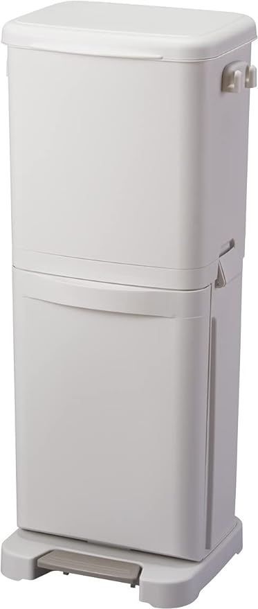【在庫処分】アスベル ゴミ箱 日本製 分別ペダル2段 40L ホワイト 20L＋20L 幅36×奥行31×高さ82.5cm