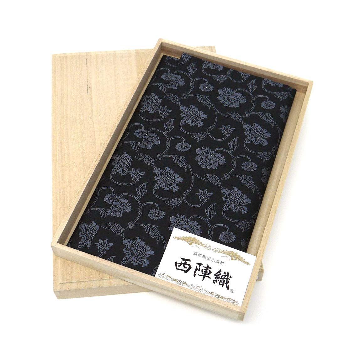 入れない 牡丹唐草 黒 桐箱入り 西陣織り 正絹金封ふくさ