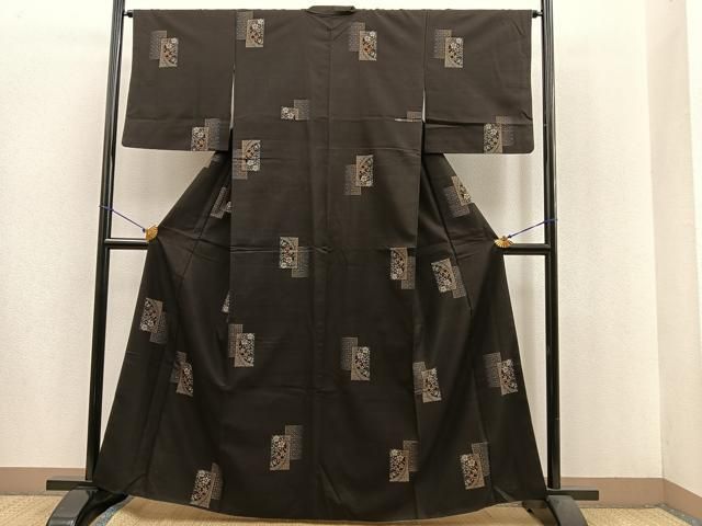 平和屋着物○本場大島紬 9マルキ 短冊花文 正絹 逸品 BAAP2080pk