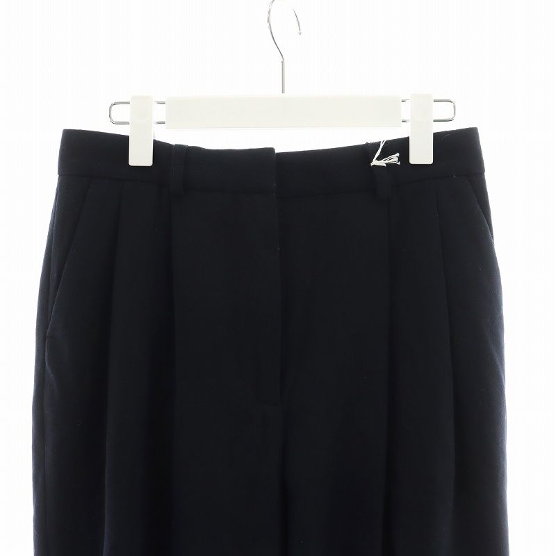 トーテム TOTEME 23AW ダブルプリーツ テーラードパンツ ウール 34 紺  