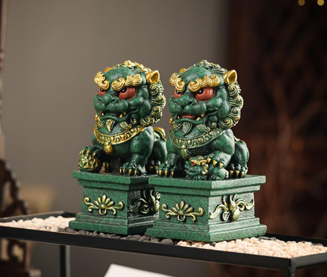 新品獅子 狛犬一対 風水の獅子 風水の置物 魔除け 邪気払い 風水グッズ