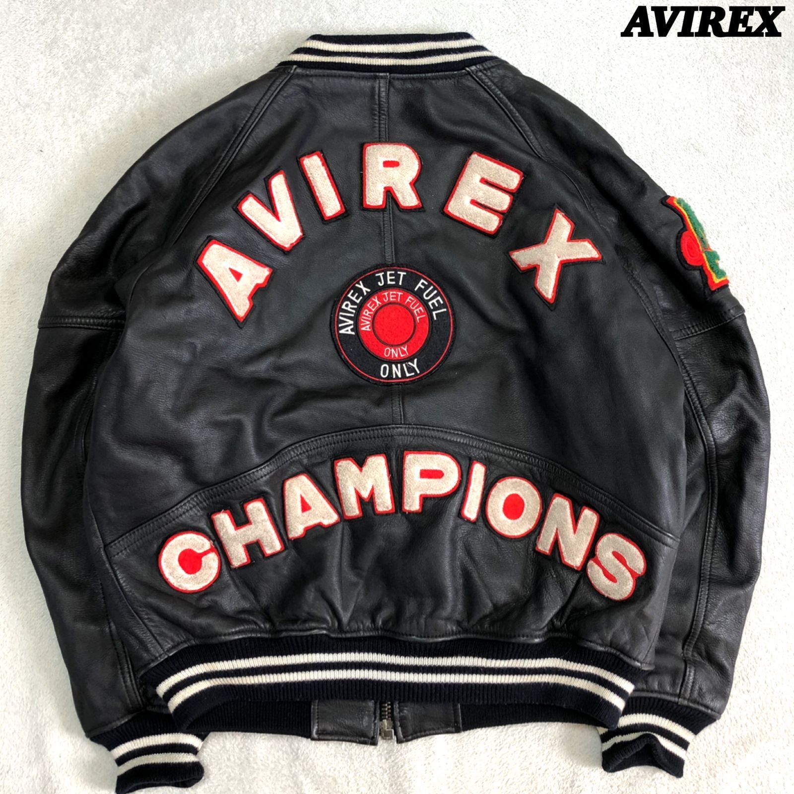 AVIREX レザージャケット スタジャン やぎ革 オールレザー スタッズ S