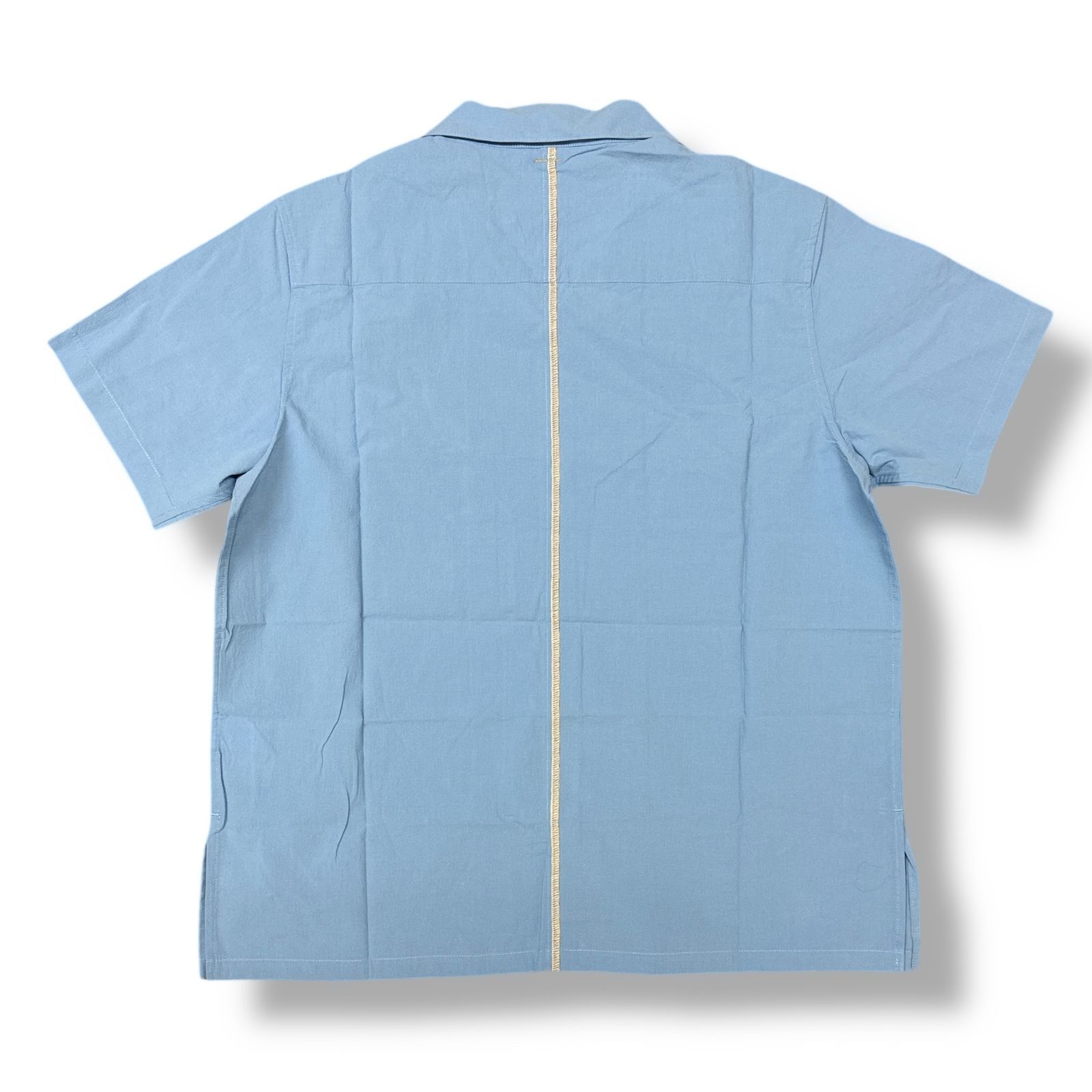 参考上代31900円 SHINYAKOZUKA 24SS S S SHIRT AS CANVAS スパンコールラメプリント オープン シャツ シンヤコヅカ 2401SK96 サックスゴールド