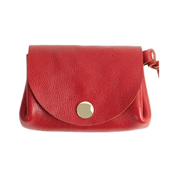 [ラフィカロ] ミニ財布 レディース 小銭入れ イタリアンレザー 本革 小さい 財布 ダブルフラップボタン カードケース (レッド)