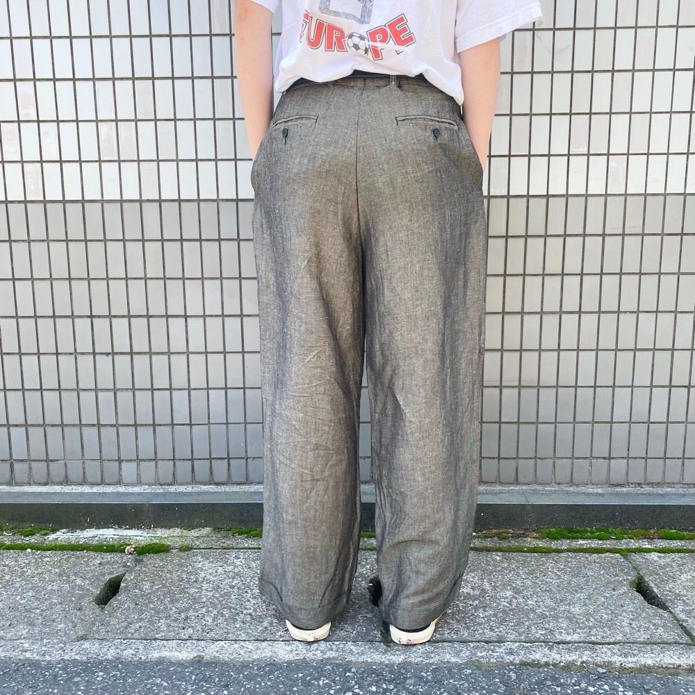 OLD STACY ADAMS poly×viscose tuck stripe slacks ・ size